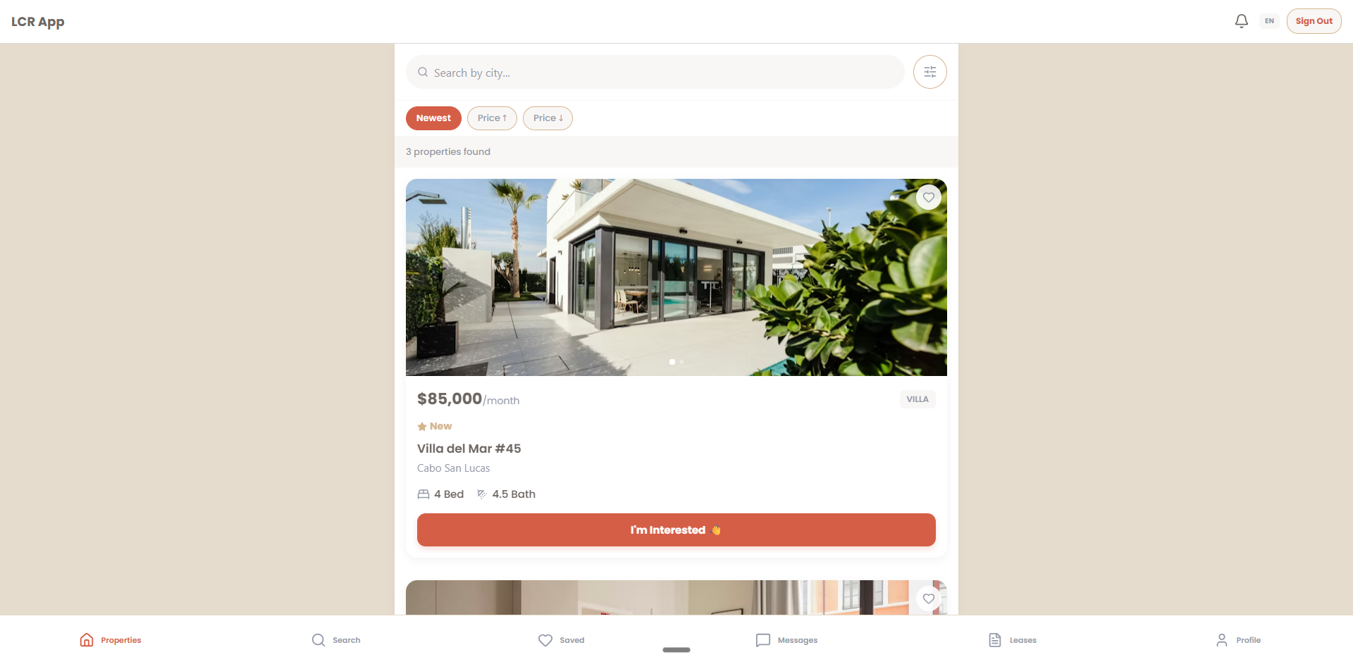 Los Cabos Rentals app